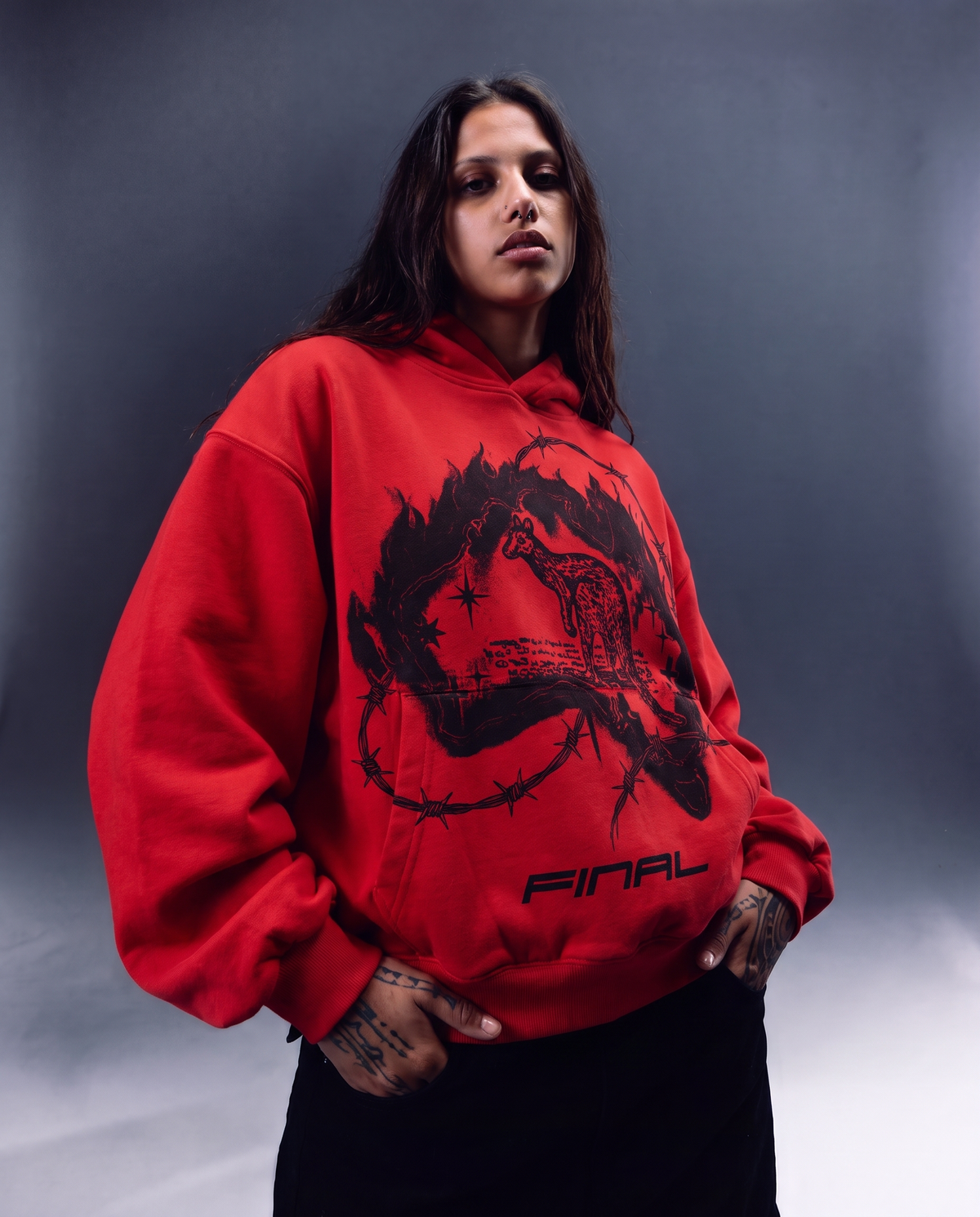 SOUL IN FIERY RED HOODIE