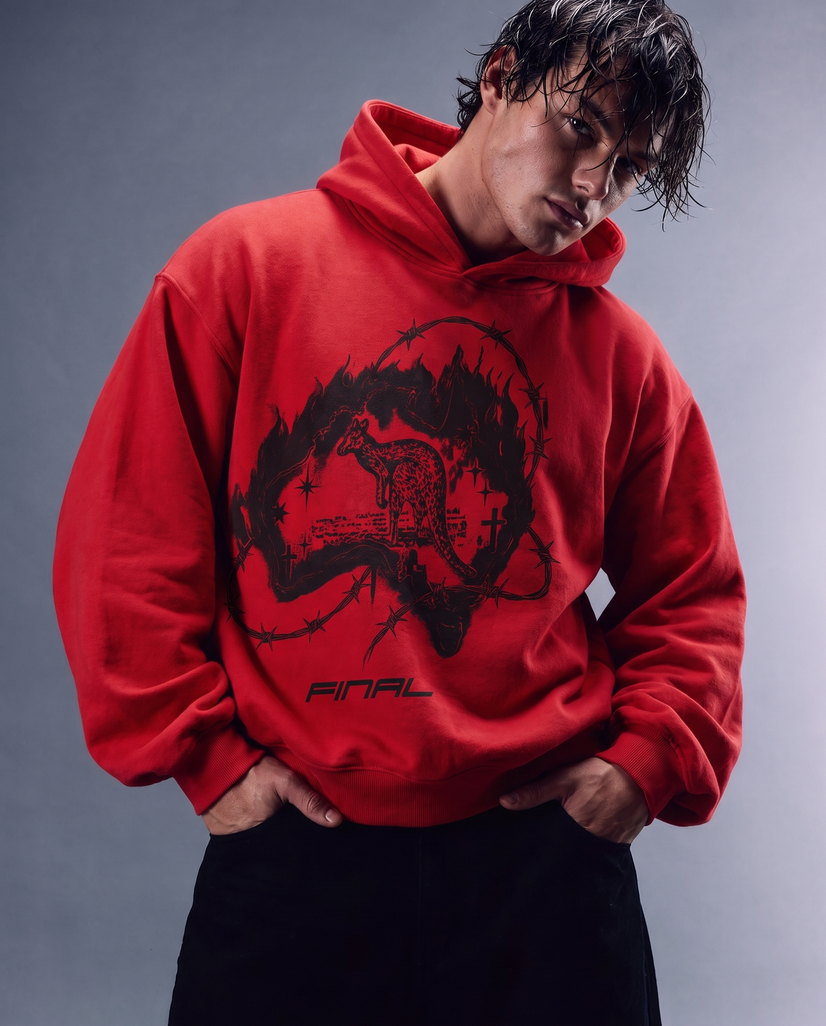 SOUL IN FIERY RED HOODIE