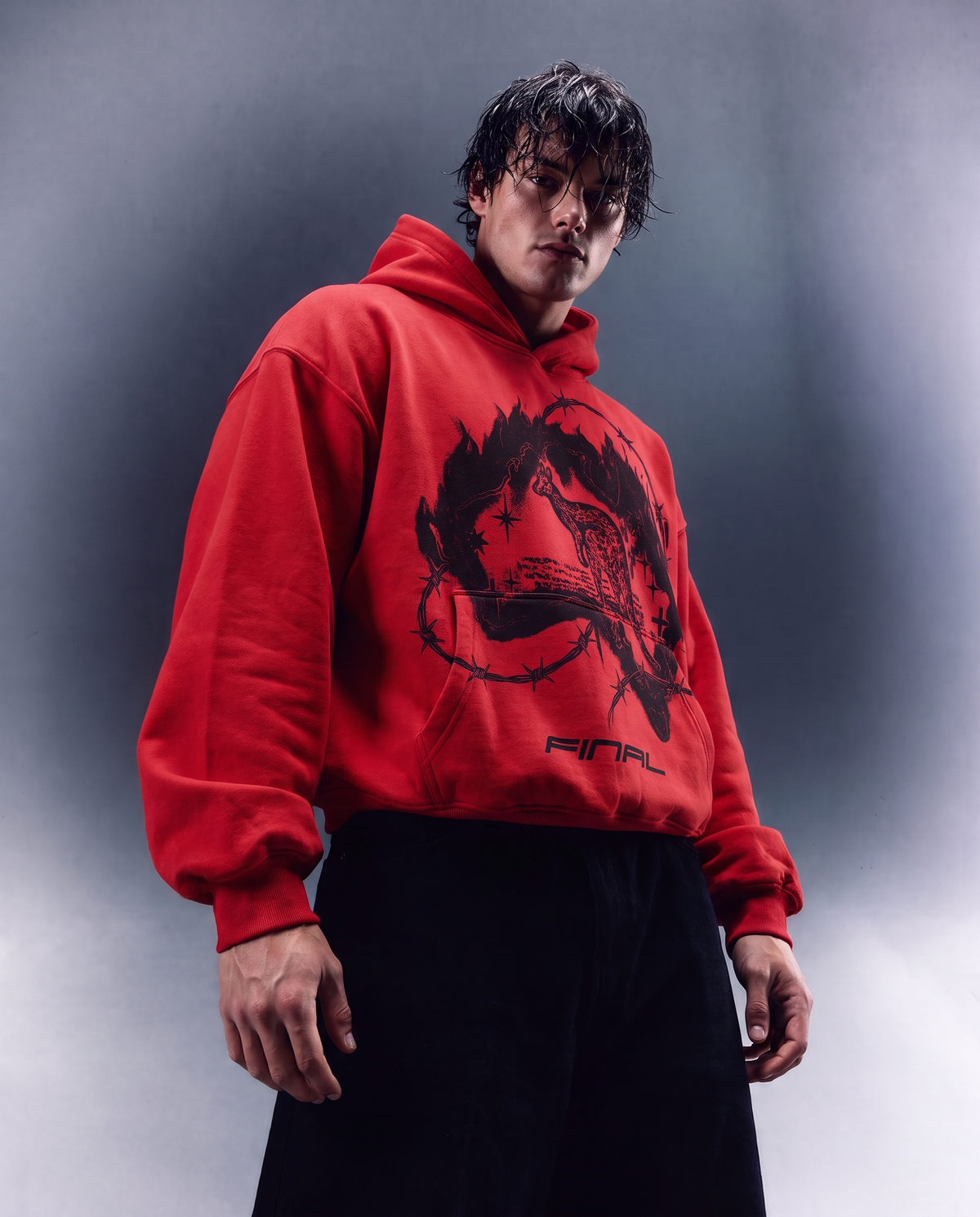 SOUL IN FIERY RED HOODIE